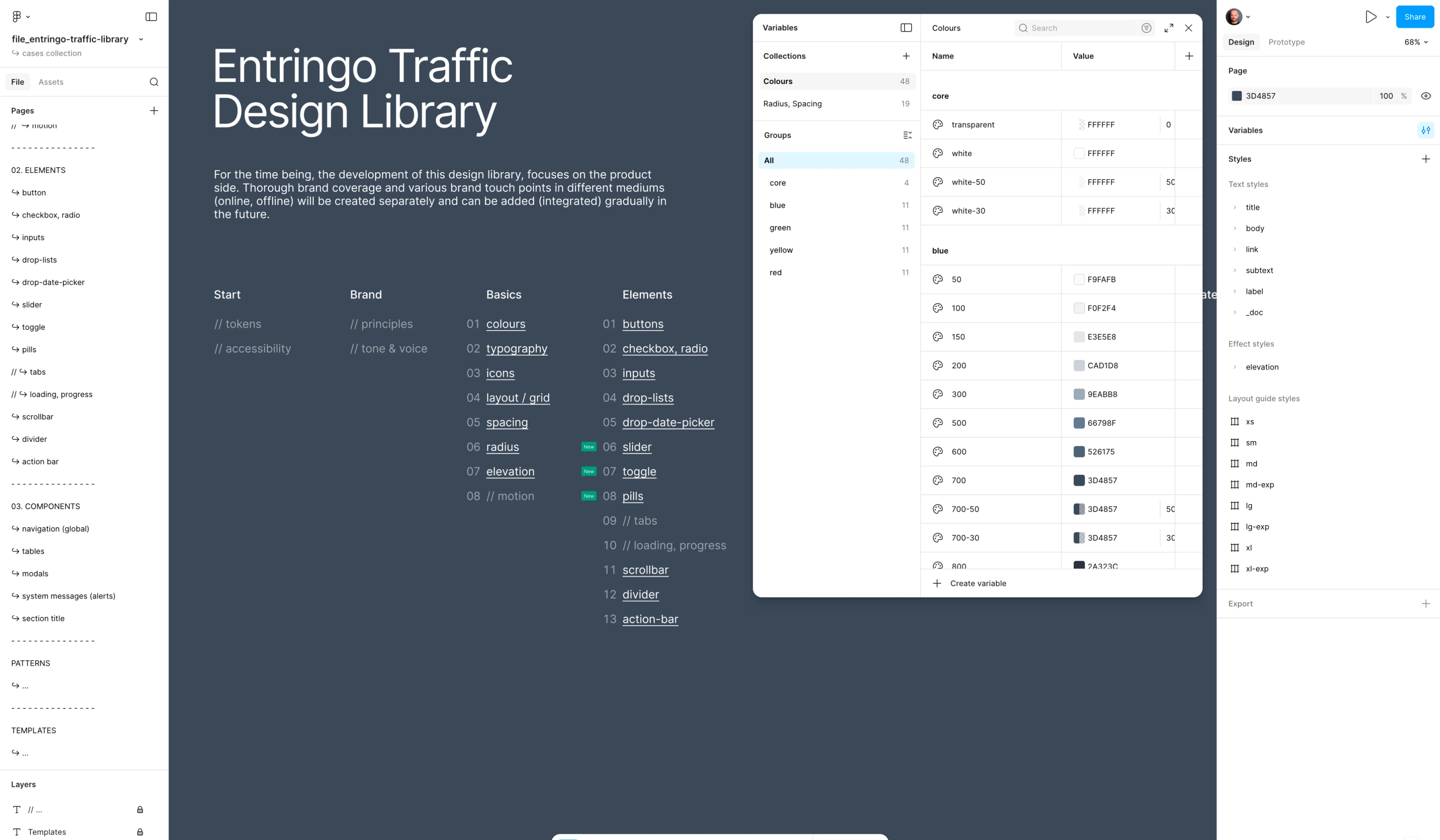 Design system file for new website