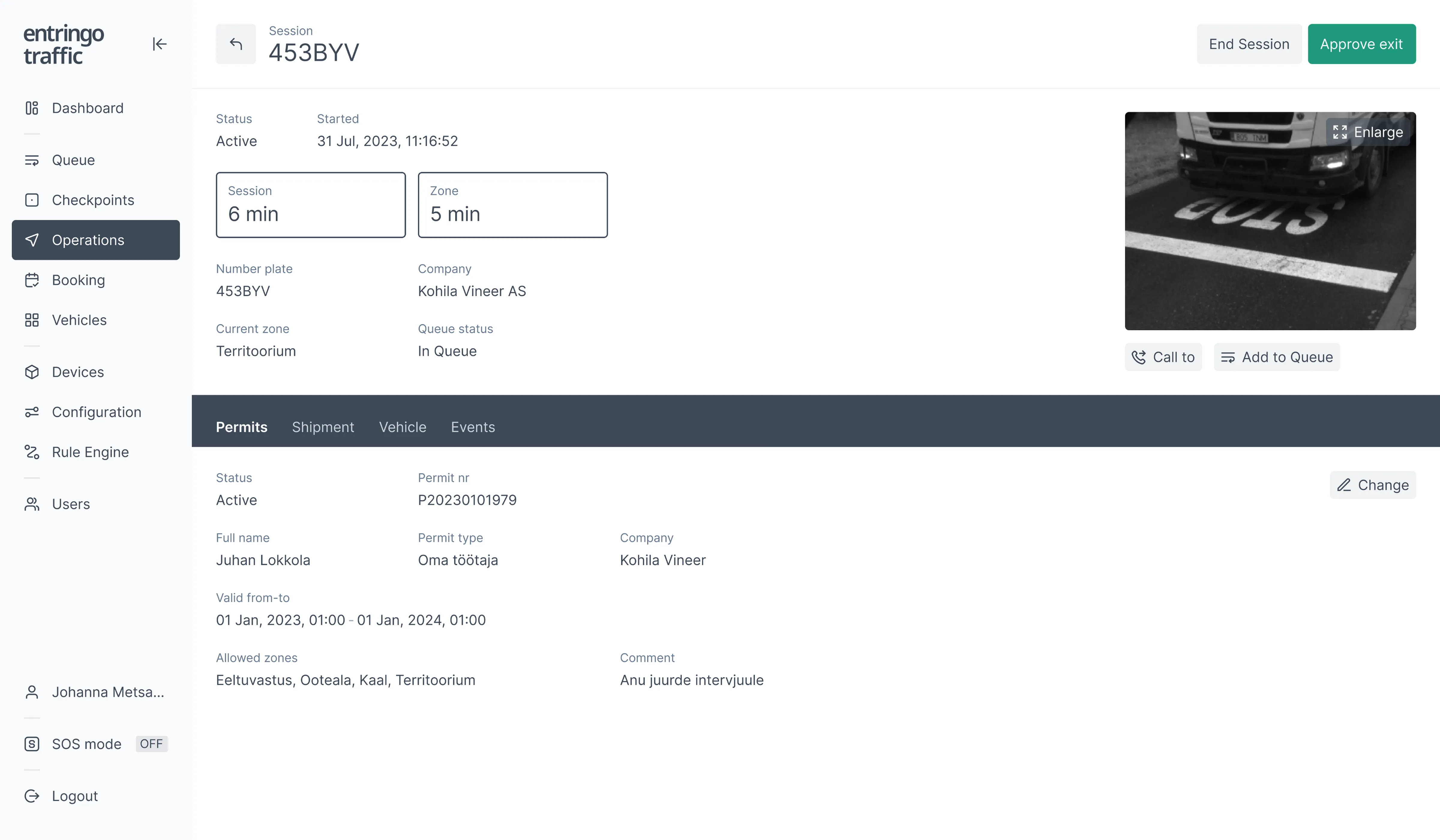 Improved session overview page