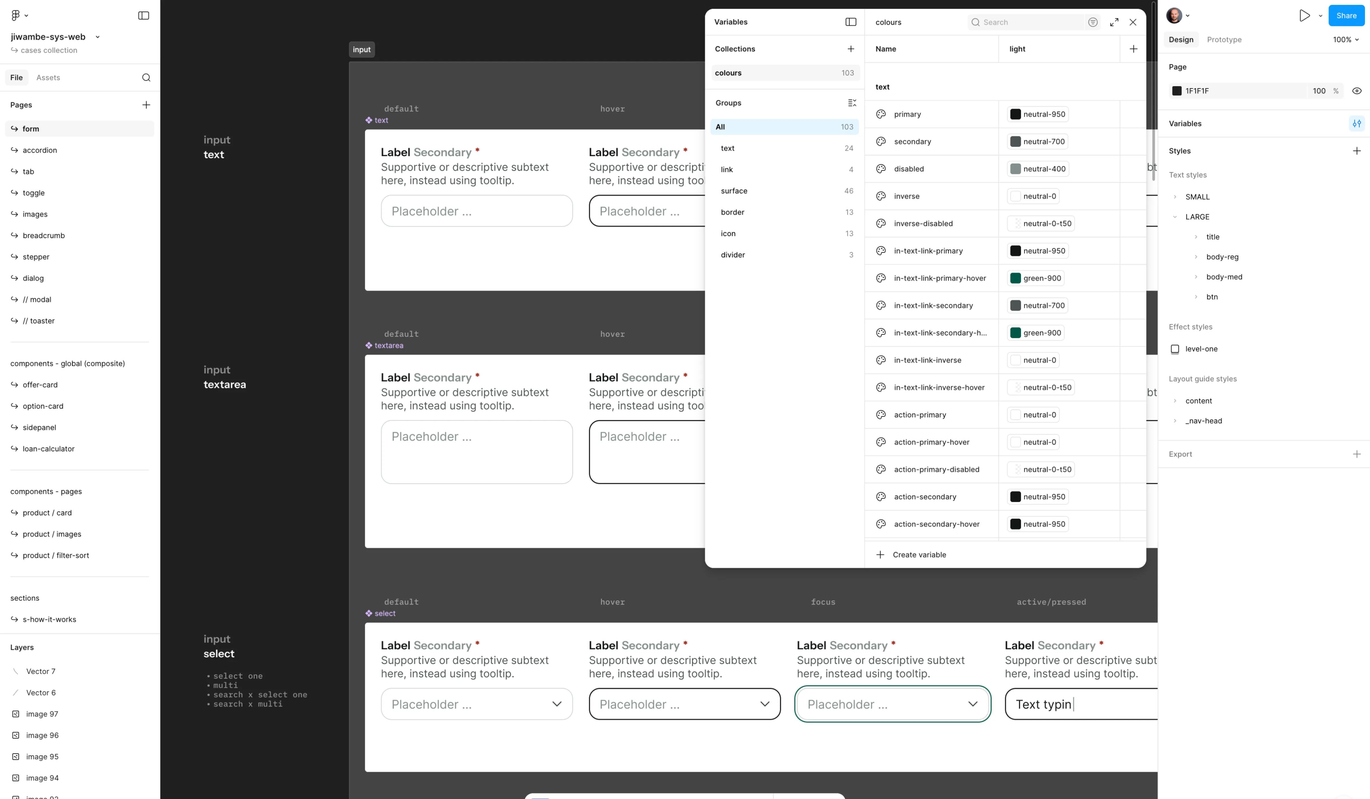 Design system file for new website